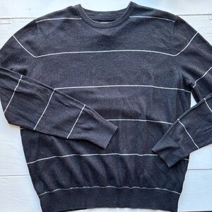St. John’s Bay 90s Grunge Striped Gray Knit Sweater Cobain Core Slouchy Fit L